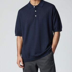 NWT Men's Navy Knit Short Sleeve Sweater